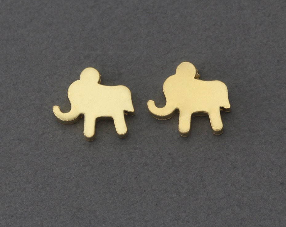 Jewelry Findings 7X9MM 24K Shiny Gold Plated Elephant Connector Beads GLD091 Bracelet Connector Elephant Bead Enamel Elephant Connector